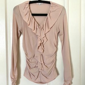 CAbi Blush Ruffle Stretch Top size Small